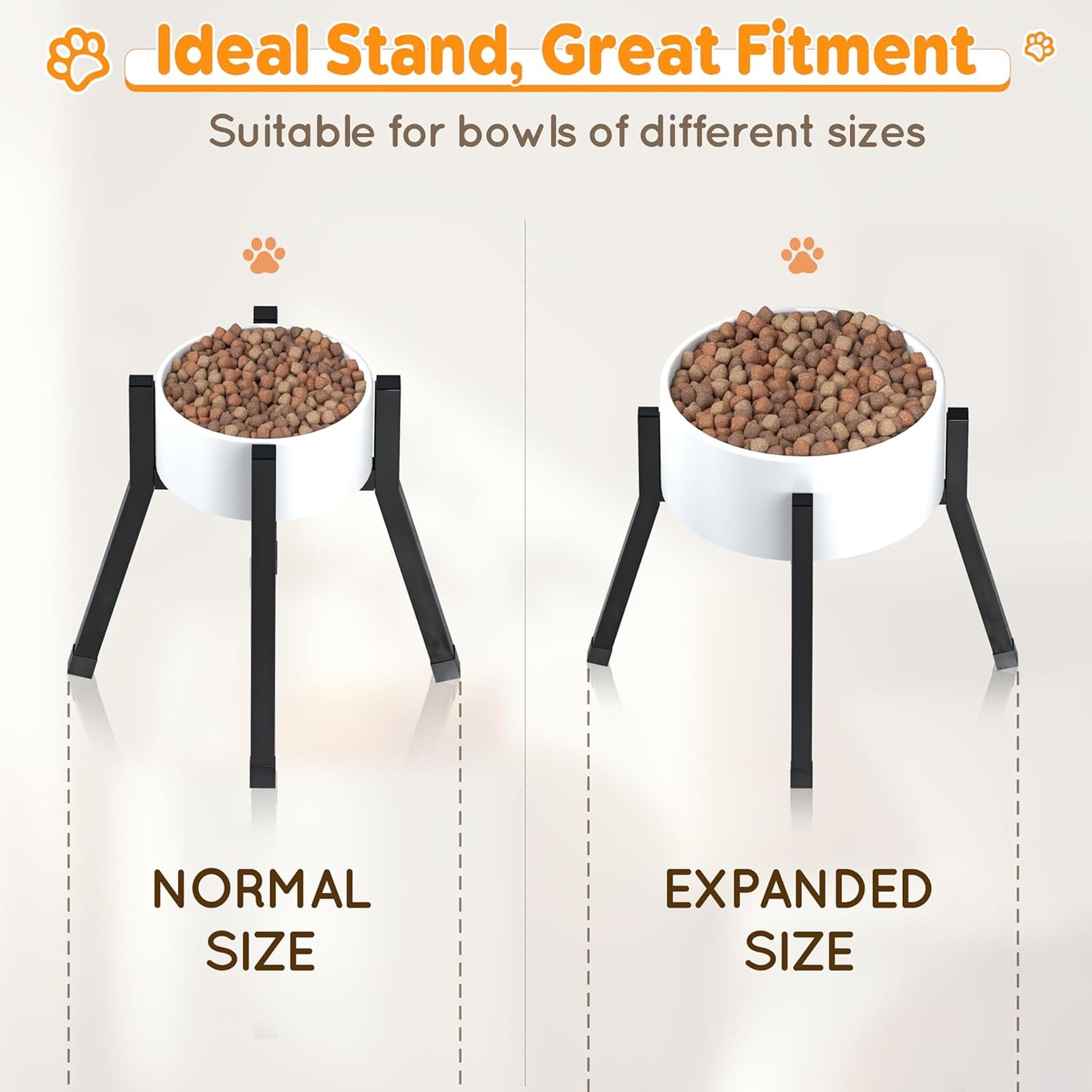 Piskyet Raised Dog Bowl Stand for Large Dogs Adjustable Elevated Dog Bowl Fits 6-10" Bowls, Height Adjustable to 7.6-15" Tall,Single Food and Water Stand Feeder(Bowl not Included)