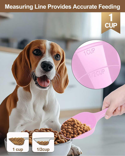 2 PACK Dog Food Scoop,1 Cup Capacity Pet Food Scoop With Measuring Lines For Dog, Puppy and Cat (Black)