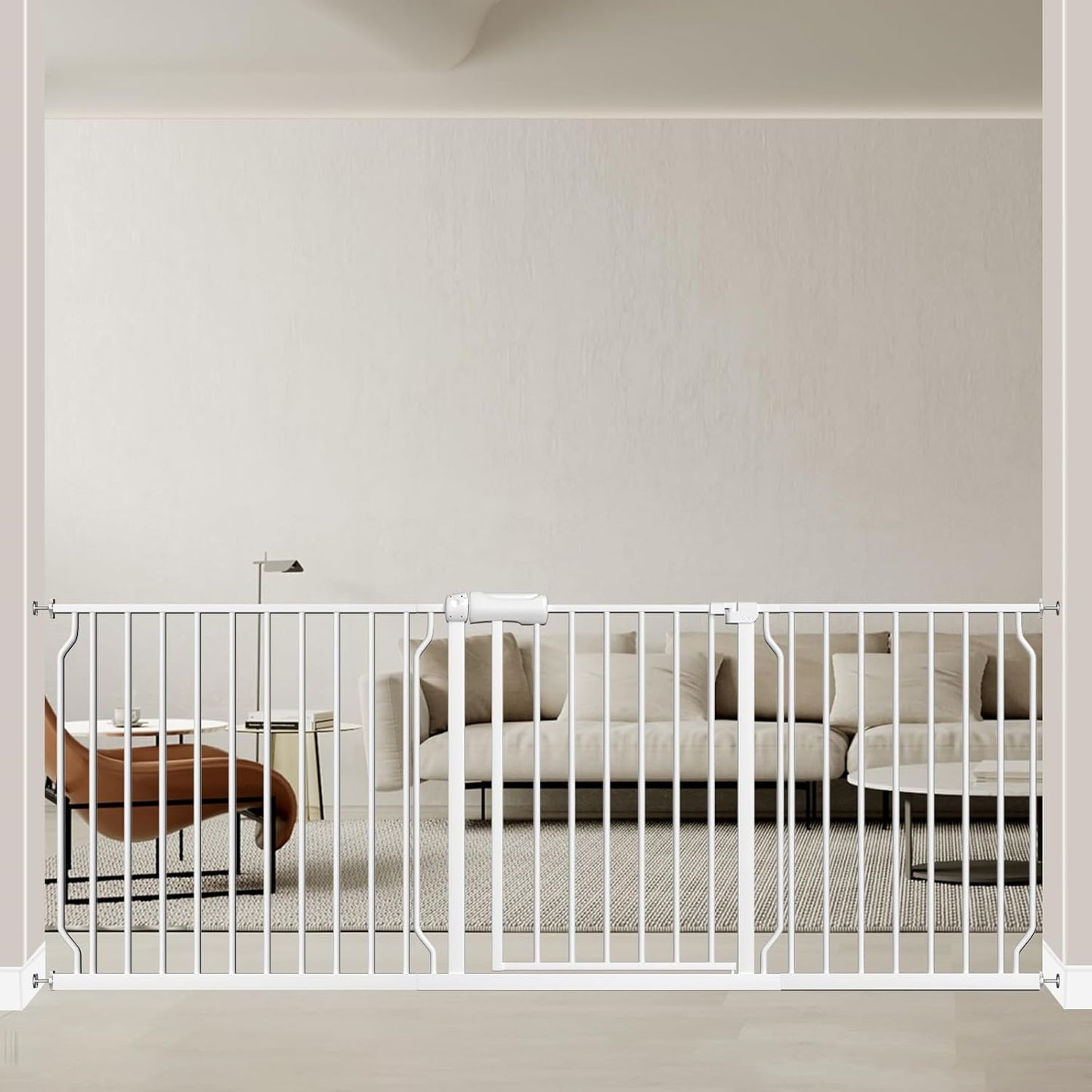 ALLAIBB Extra Wide Pressure Mounted Baby Gate Walk Through Child Kids Safety Toddler Tension White Long Large Pet Dog Gates with Extension for doorways Kitchen (57.48-62.20"/146-158cm, Black)