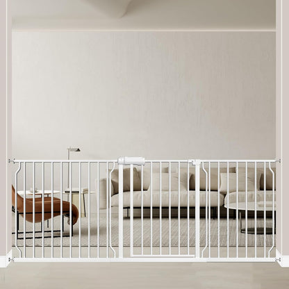 ALLAIBB Extra Wide Pressure Mounted Baby Gate Walk Through Child Kids Safety Toddler Tension White Long Large Pet Dog Gates with Extension for doorways Kitchen (57.48-62.20"/146-158cm, Black)