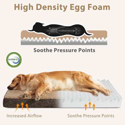 JOEJOY XL Dog Beds Large Sized Dog, Orthopedic Big Dogs Crate Bed with Washable Removable Cover, Extra Thick Egg-Crate Memory Foam Pet Beds up to 80 lbs, Grey, 41"x27"