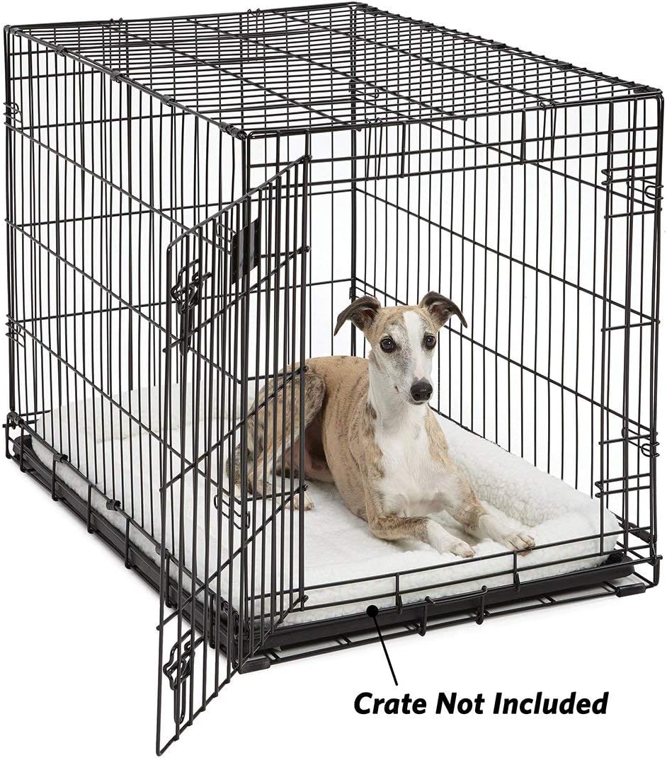 MidWest Homes for Pets QuietTime Dog Bed - White Fleece Bolster, Ultra-Soft and Machine Washable, Fits 24-Inch Crates and Carriers, for Small Breed Dogs