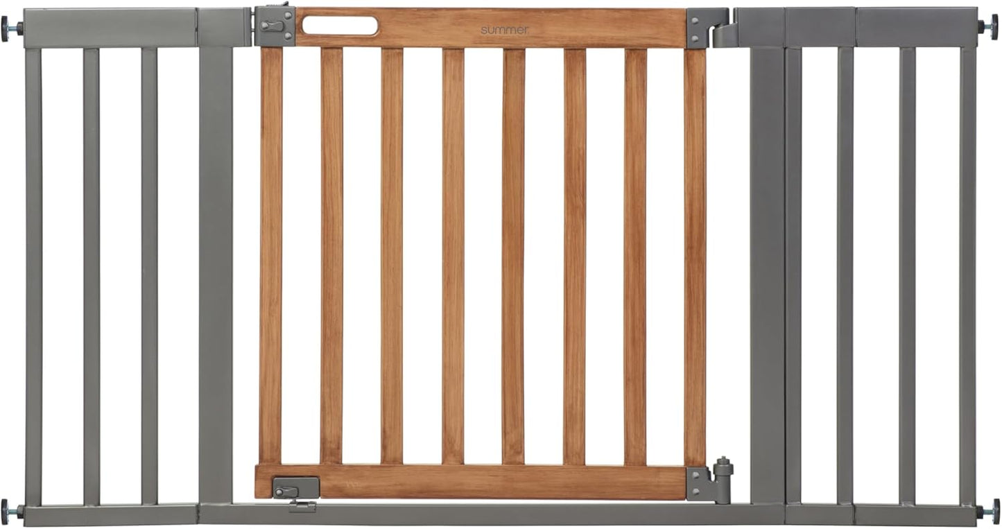 Ingenuity Ingenuity Thruway 60XW Series Extra Wide Safety Pet&Baby Gate,30"-60" Wide,26" Tall,Pressure or Hardware Mounted,Install Wall to Wall in Doorway or Stairway–Honey Oak Stained Wood&Metal
