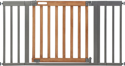 Ingenuity Ingenuity Thruway 60XW Series Extra Wide Safety Pet&Baby Gate,30"-60" Wide,26" Tall,Pressure or Hardware Mounted,Install Wall to Wall in Doorway or Stairway–Honey Oak Stained Wood&Metal