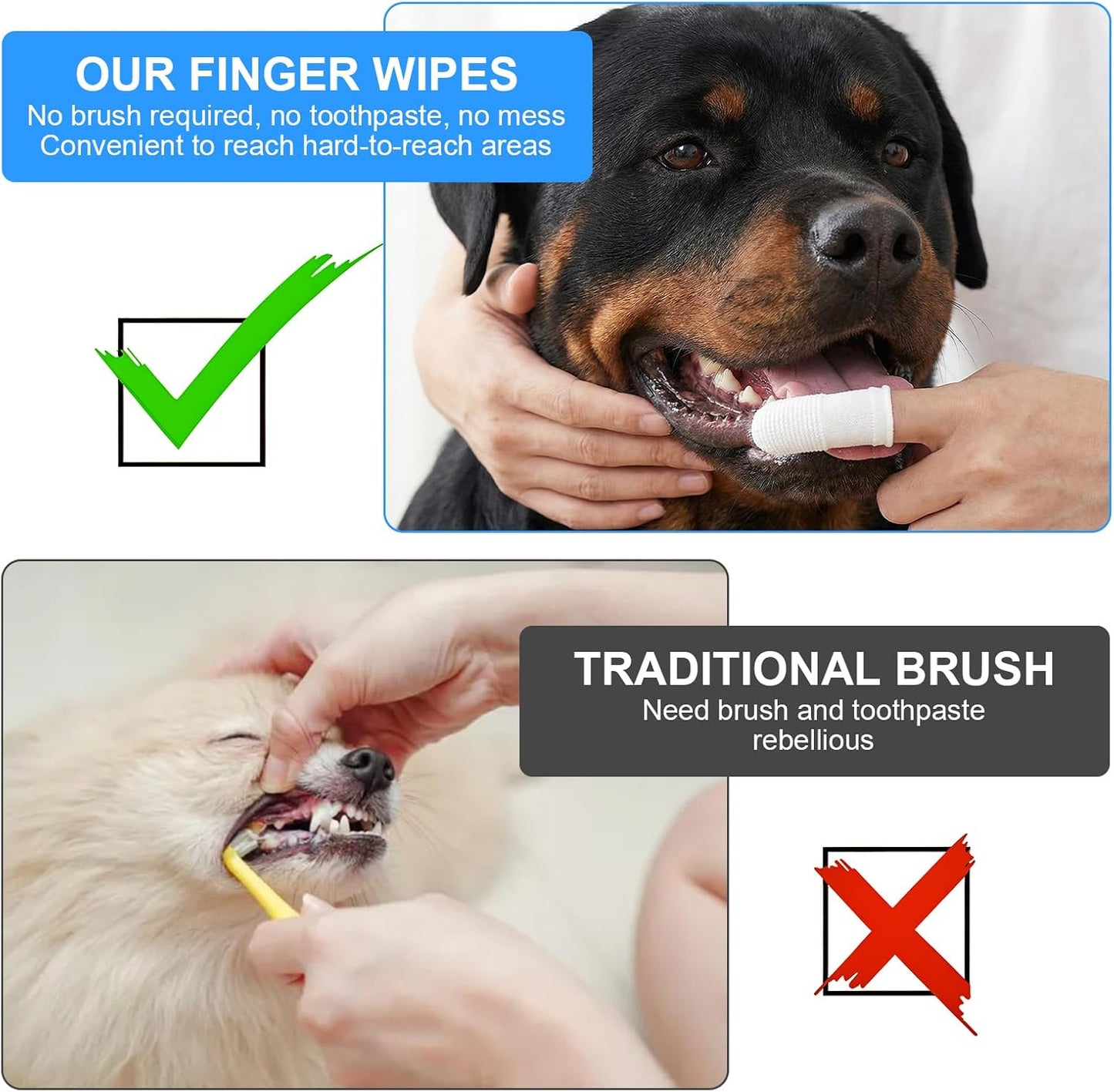 25Pcs Cat & Dog Toothbrush Soft Fabric Pet Finger Toothbrush Kit Washable & Reusable Oral Cleaning Wipes for Puppies Kittens at Home Dental Care (White and Clear)