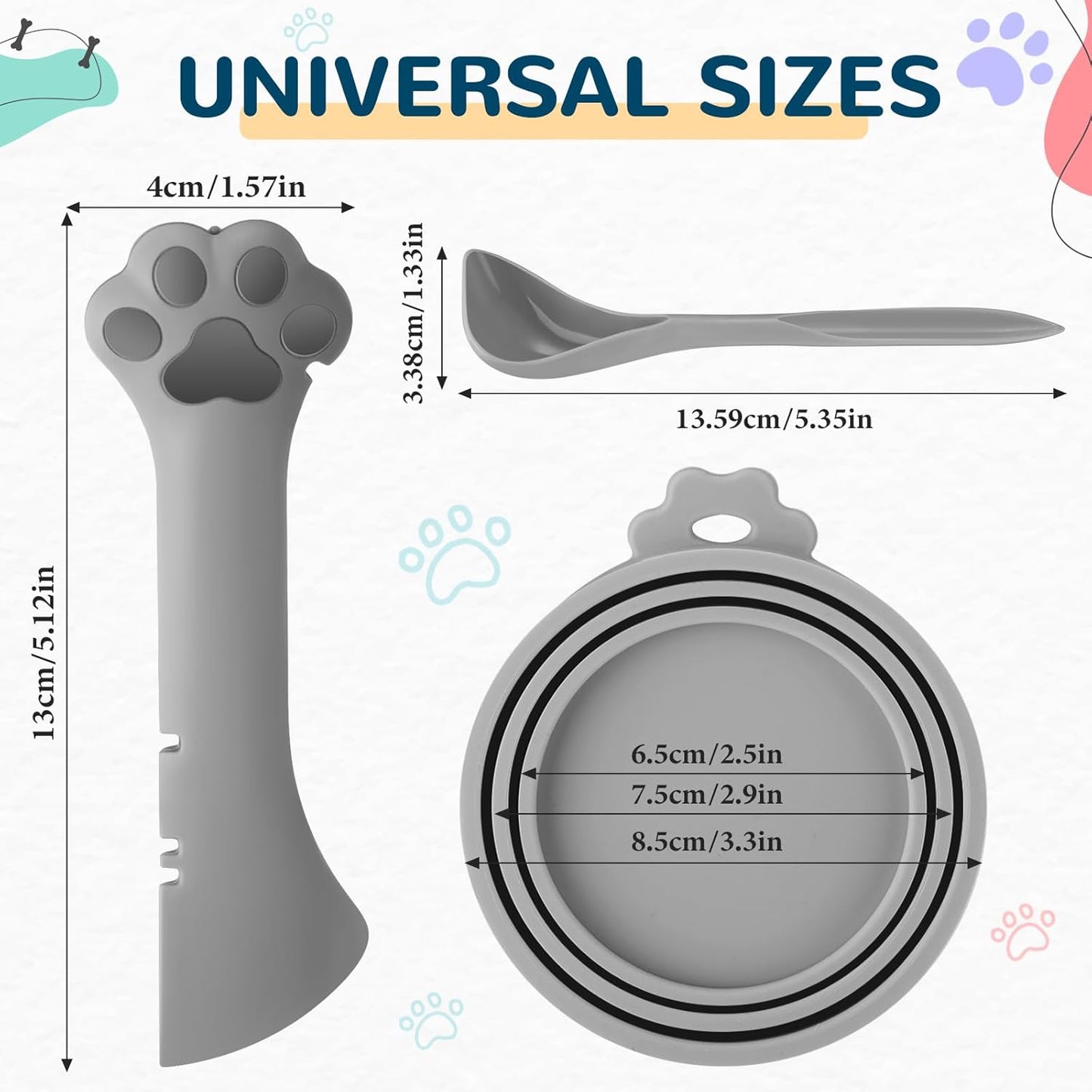 Uiifan 8 Pcs Cat Food Can Covers Lids Set, Silicone Pet Food Can Lids with Multi-Function Cat Foods Spoon and Opener, Silicone Wet Foods Spoon for Cats and Dogs(Pink)
