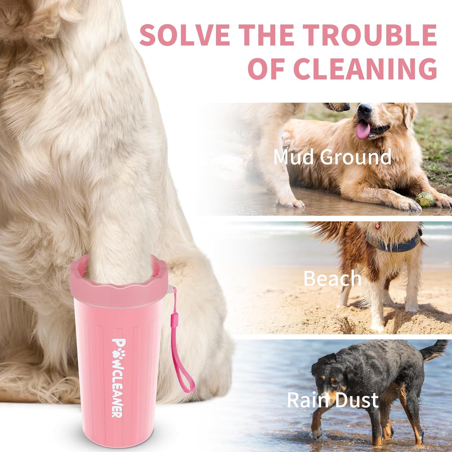 Professional 7 in 1 Dog Paw Cleaner for Dogs & Cats - Includes 1 Portable Paw Washer, 1 Bath Brush, 2 Dog Toothbrushes and 3 Absorbent Towels Note: Fits Paws up to 2 Inches Wide (Small, Blue)