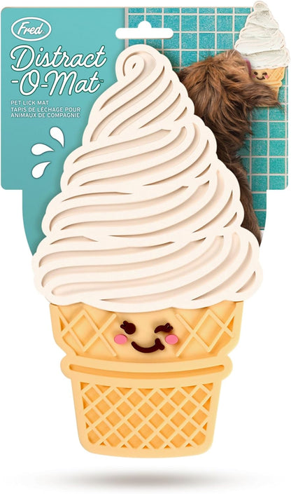 Genuine Fred Distract O Mat, Ice Cream Shaped, Slow Feeder Dog Lick Mat, Non-Slip Distraction Mat for Bathing, Grooming, Reducing Anxiety and Boredom, Perfect for Food, Treats, Yogurt, Peanut Butter