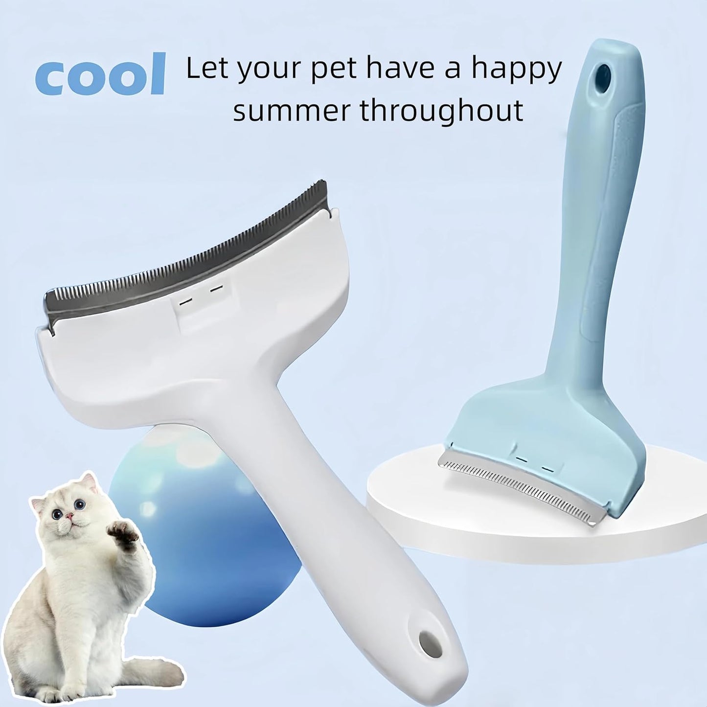 Pink Small Comb for Shedding Dogs & Cats, V-Shape Tight Teeth Deshedding Dog Brush with Ergonomic Design Grip Handle, Pro Pet Combs for Reducing Loose Hair