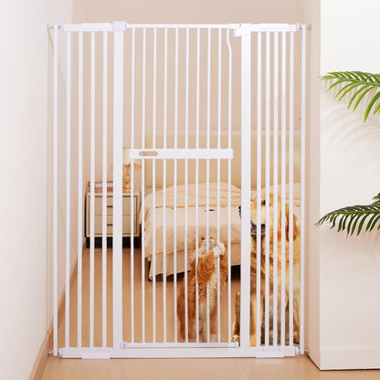 No Pawblems 55" Extra Tall Pet Gate for Cat/Dog, 29-40" Wide Auto Close Tall Dog Gate for Doorways/Hallways, 1.37" Ultra Narrow Spacing, NO Drilling Pressure Mounted, Black