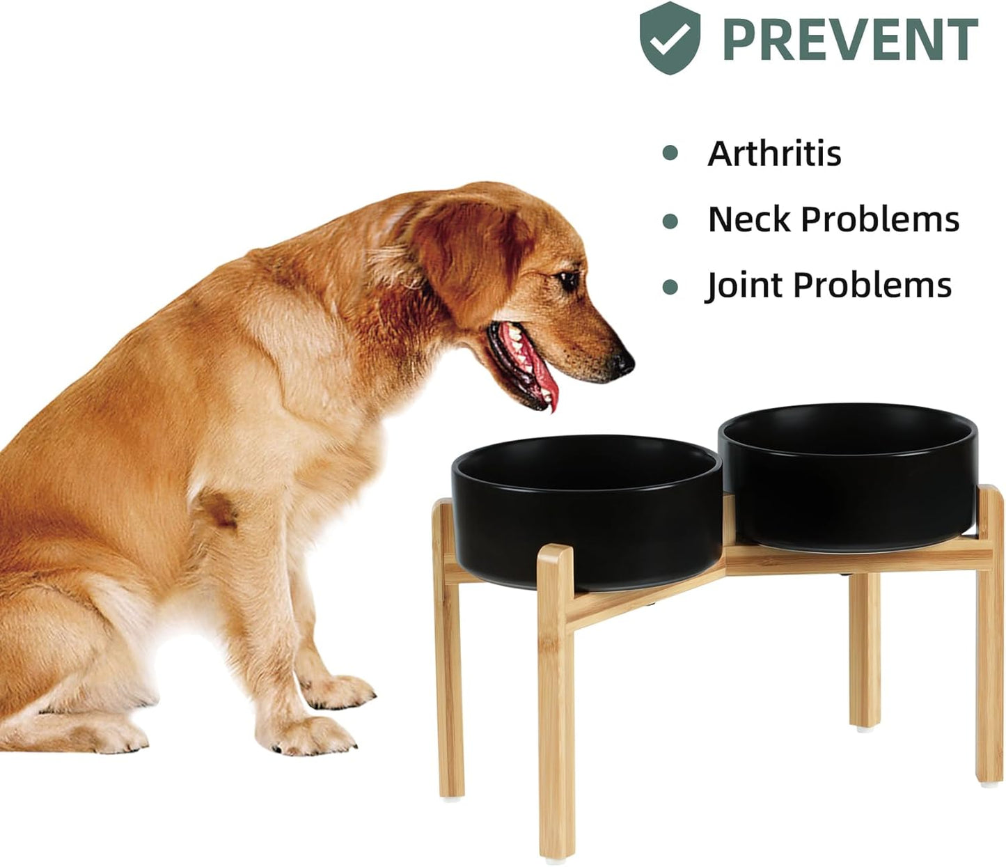 Havniva 8.3” Dog Bowls Elevated Ceramic Dog Food and Water Bowl, Raised Dog Water Bowl with Stand Non-Slip Rubber Base Large Capacity Feeding Pet Food Bowl for Large Dogs