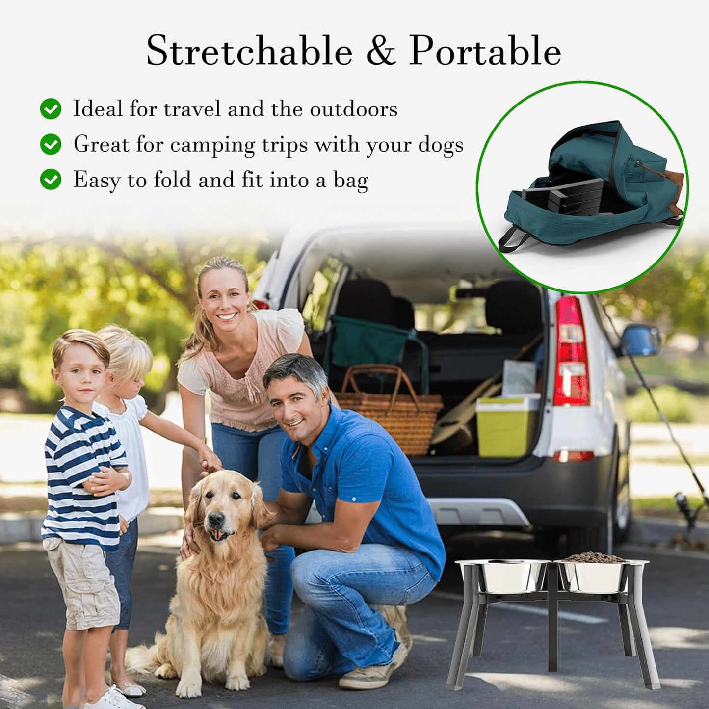 SHAINFUN Raised Dog Bowl Stand for Large Dogs 11" Height Adjustable Width 7-10.6" Single Tall Elevated Dog Bowls Stand, Food & Water Feeder Holder for Large Breeds (Bowl Not Included)