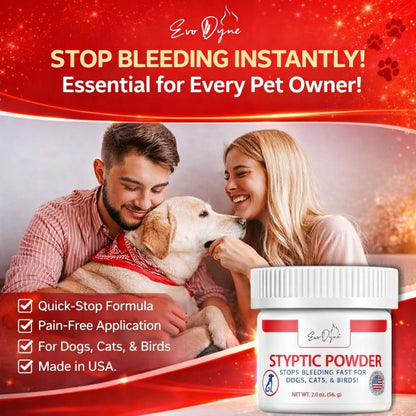 Styptic Powder for Dogs, Cats, and Birds (2 oz) by Evo Dyne | Fast-Acting Blood Stop for Pets | Quick Stop Bleeding Powder for Dog Nail Clipping, Grooming, Cuts and More (1-Pack)