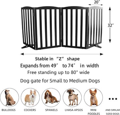 ZJSF Foldable Freestanding Indoor Dog Gate for House Wood White Long Pet Gates Dog Fence for Stairs Puppy Gates for Hallways,Pet Fence, Puppy Gate,Support Feet Included 24 "Height-3 Panels