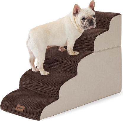 ZOMISIA Dog Stairs Ramp for High Beds Up to 25" - 5 Step Pet Stairs for Small to Large Dogs, 35D Foam Dog Steps for Couch with Non-Slip Bottom Grey