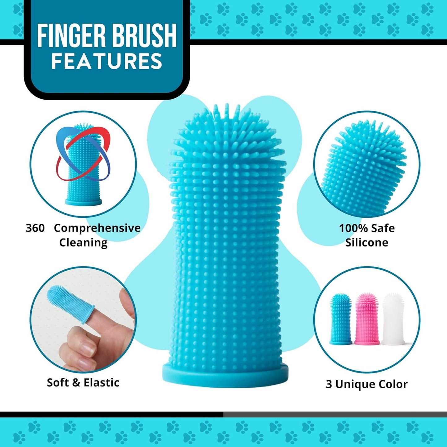Dog Finger Toothbrush – Soft Silicone Finger Brush for Dogs & Puppies – Gentle Dental Care for Pets – Easy-to-Use Dog Toothbrush for Small, Medium & Large Breeds (Blue/White)