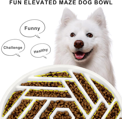 TOBYTO Slow Feeder Dog Bowls Large Medium Breed,Anti-Choking Slow Eating Dog Food Bowl,Non Slip Pet Slower Food Feeding Bowls Large Puzzle Slow Feeder Bloat Stop Maze Dog Dishes,Black