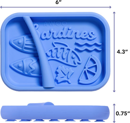 Awoo Lick Dish - Silicone Lick Mat + Slow Feeder for Cats & Small Dogs - Non-Slip Design with Suction Cups - Dishwasher Safe, Extends Mealtime, Reduces Anxiety (Periwinkle)
