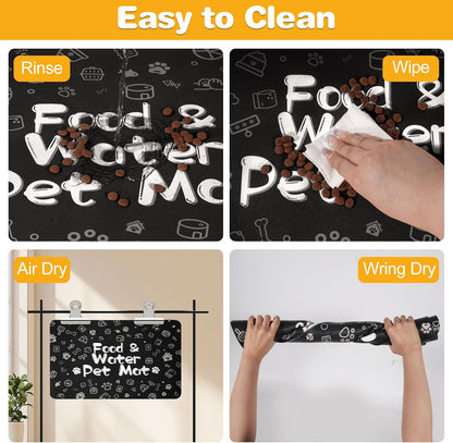 Pet Feeding Mat,Dog Cat Mat for Food and Water,Dog Bowl Waterproof Placemat with Rubber Backing,Absorbent Quick Dry Water Dispenser Mat for Pet（Dark Gray 12"×18"）