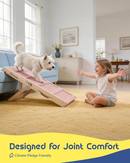 Dog Ramp for Couch - Joint & Spine Support for Small Dogs, 18" Adjustable Height, Anti-Slip & Foldable, Up to 35 lbs