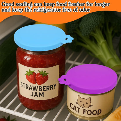 EupHHonycs 6 Pcs Cat Food Can Lids Silicone Small Pet Can Covers Dishwasher Safe for 3 oz Cat Wet Food Cans or Canned Good