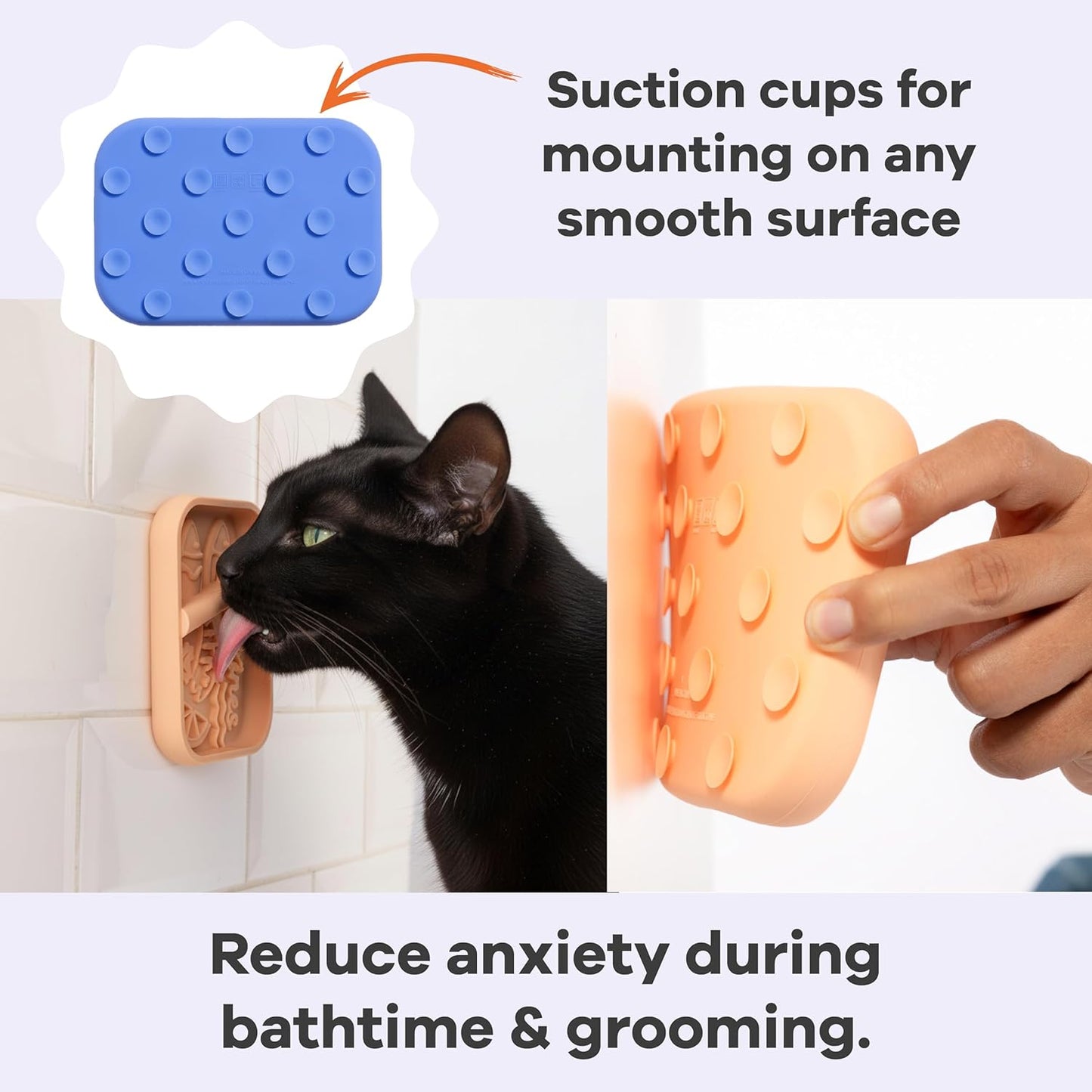 Awoo Lick Dish - Silicone Lick Mat + Slow Feeder for Cats & Small Dogs - Non-Slip Design with Suction Cups - Dishwasher Safe, Extends Mealtime, Reduces Anxiety (Periwinkle)