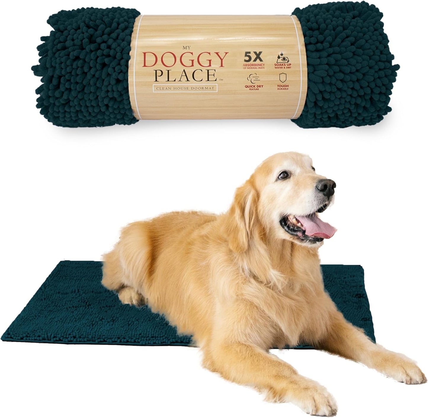 My Doggy Place Dog Mud Mat, 36"x26" Ash – Thick Microfiber Entry Rug for Snow, Mud & Salt – Absorbent, Quick-Dry, Washer-Safe & Non-Slip, Large