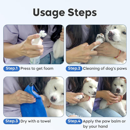 Leopong Dog Paw Cleaner,Dog Paw Wash Care for Dogs Large Medium Small XL Breed,2 Pack Waterless Foam with Silicone Scrubber, Dogs Cats Feet Paw Cleaner