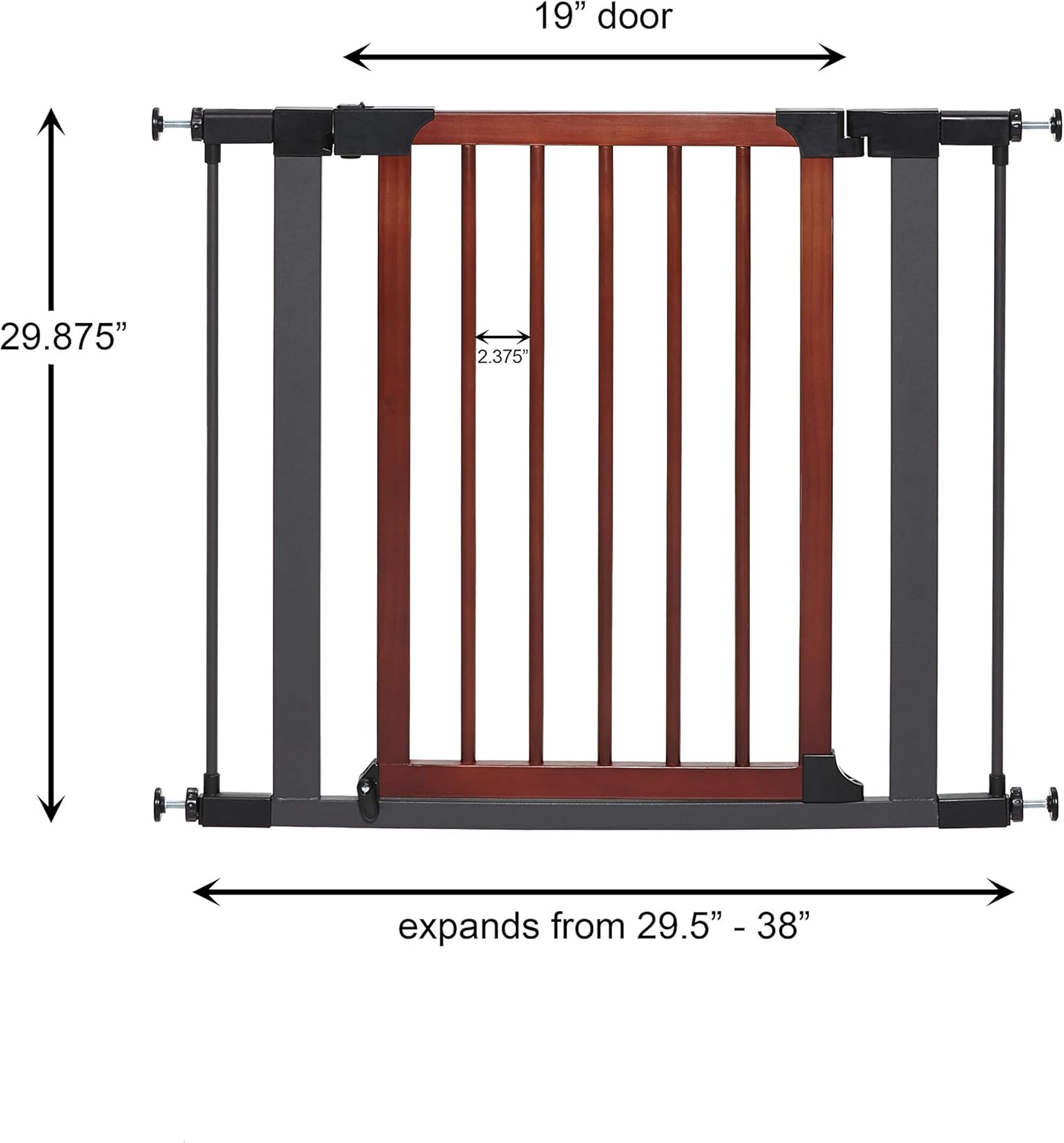 MidWest Homes for Pets 39-Inch High Walk-Thru Pressure Mounted Steel Dog Gate, Expands to 38 Inches Wide, Includes 3-inch Extensions, Textured Graphite
