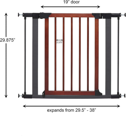 MidWest Homes for Pets 39-Inch High Walk-Thru Pressure Mounted Steel Dog Gate, Expands to 38 Inches Wide, Includes 3-inch Extensions, Textured Graphite