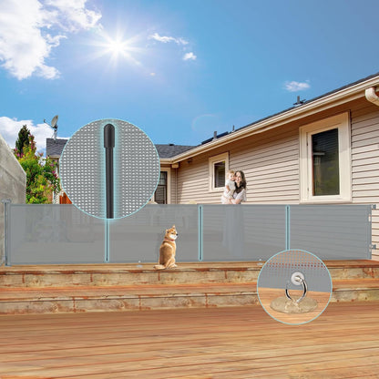 Retractable Baby Gates Extra Wide 150" × 34" Tall for Large Opening 12.5 Foot Retractable Dog Gate for Doorways, Stairs, Aisle, Indoor/Outdoor Retractable Gate for Garage, Hallways, Deck