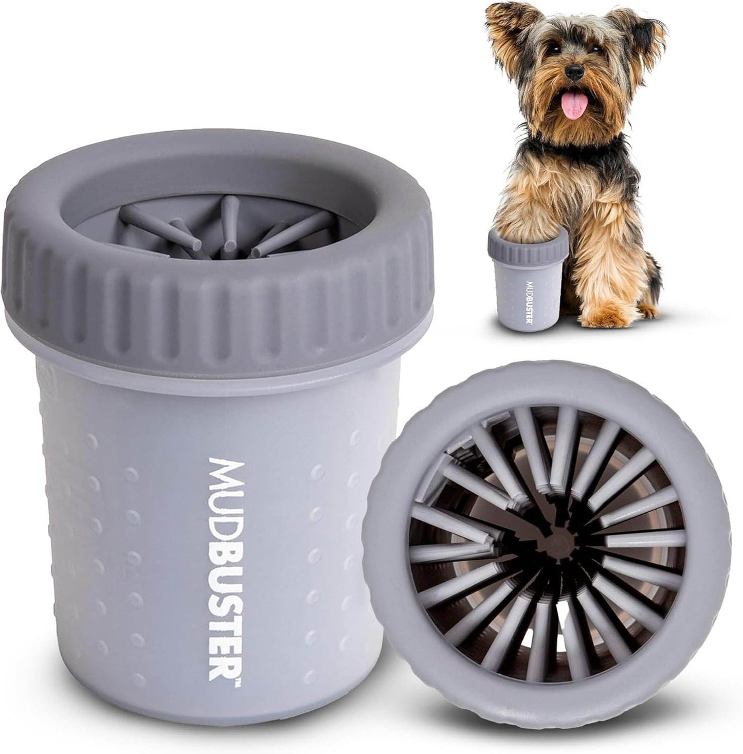 Dexas MudBuster Medium Dog Paw Cleaner in Fuchsia - Fits 1.5"-2.5" Wide Paws, Portable Paw Washer for Muddy Paws, Dog Paw Cleaning Cup with Gentle Silicone Bristles, Quick Clean Pet Paw Washer