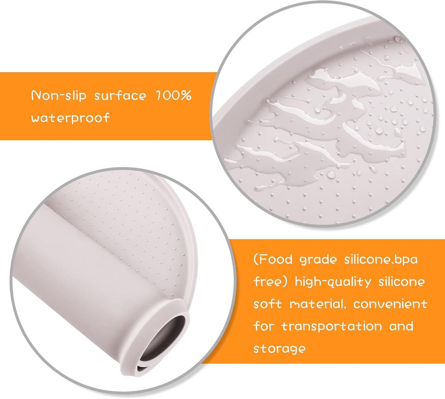 100% Waterproof 0.5" Raised Edge BPA Free Silicone Dog Food Mat, Pet Cat Feeding Mats Contain Spills Protects Floors, Placemats for Cats and Dogs Water Bowl Dishwasher. (Small, Gray)