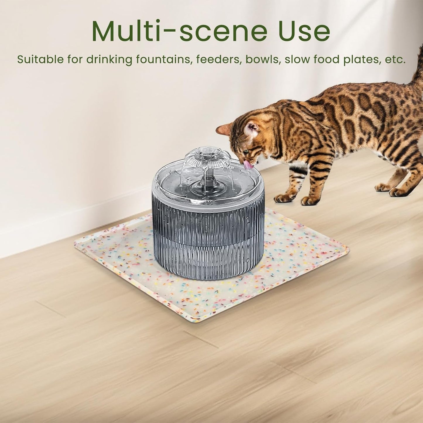 Ptlom Pet Placemat for Dog and Cat, Mat for Prevent Food and Water Overflow, Suitable for Small, Medium and Big Pet, 18" 12", Grey, Silicone