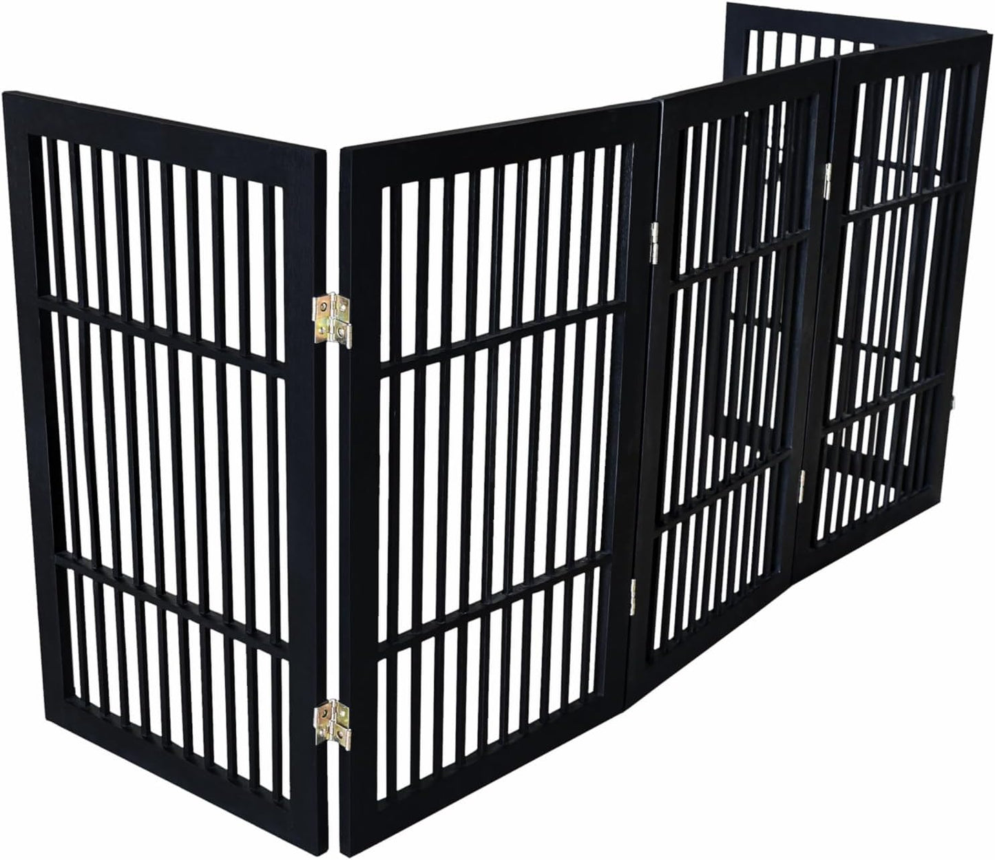 Urnporium Freestanding Wooden Dog Gate for Doorways – Foldable Acacia Wood Pet Gate, No Drill Portable Indoor/Outdoor Puppy Fence Barrier (White Pet Gate, 3 Panel 24" Tall)
