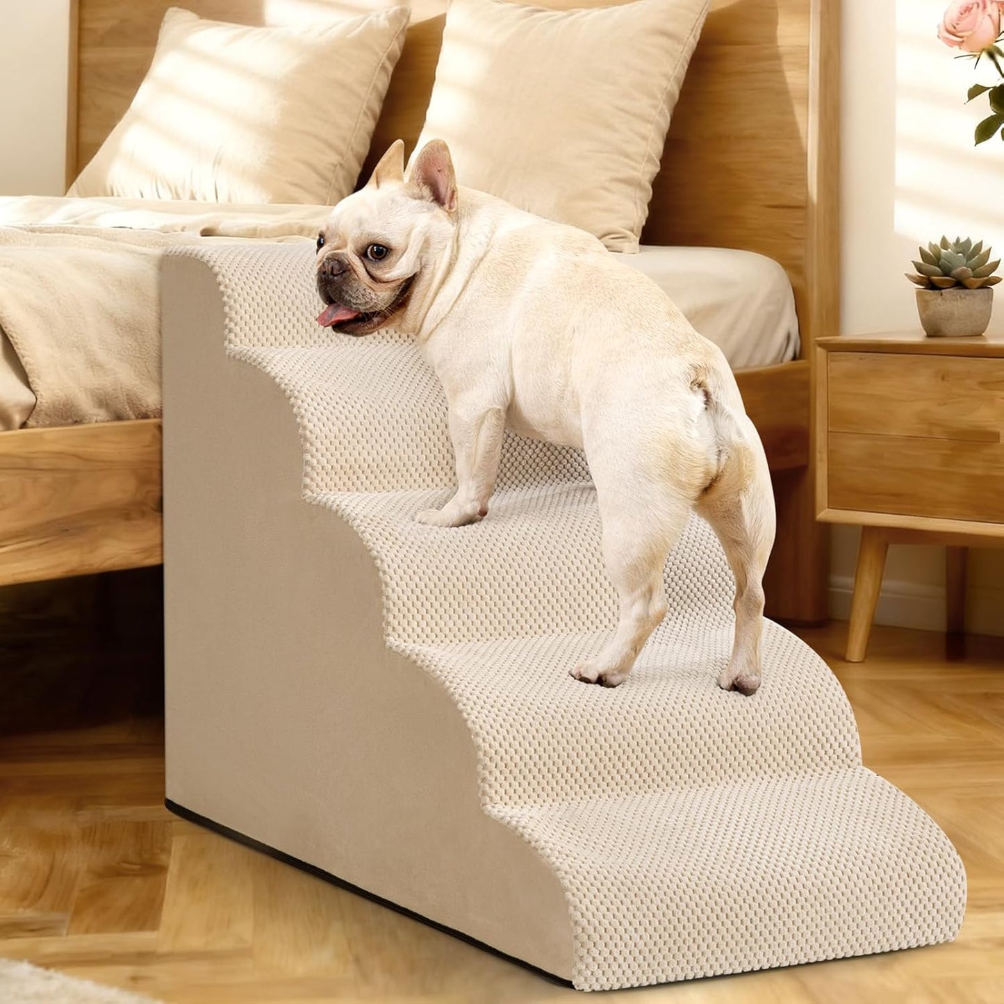 Aodisman Dog Stairs for Small Dogs,3 Step Dog Ramp for Couch and Bed,Pet Stairs with Non-Slip Bottom for Old Cats,Indoor Pet Steps,Comfort,Durable,15.4" H
