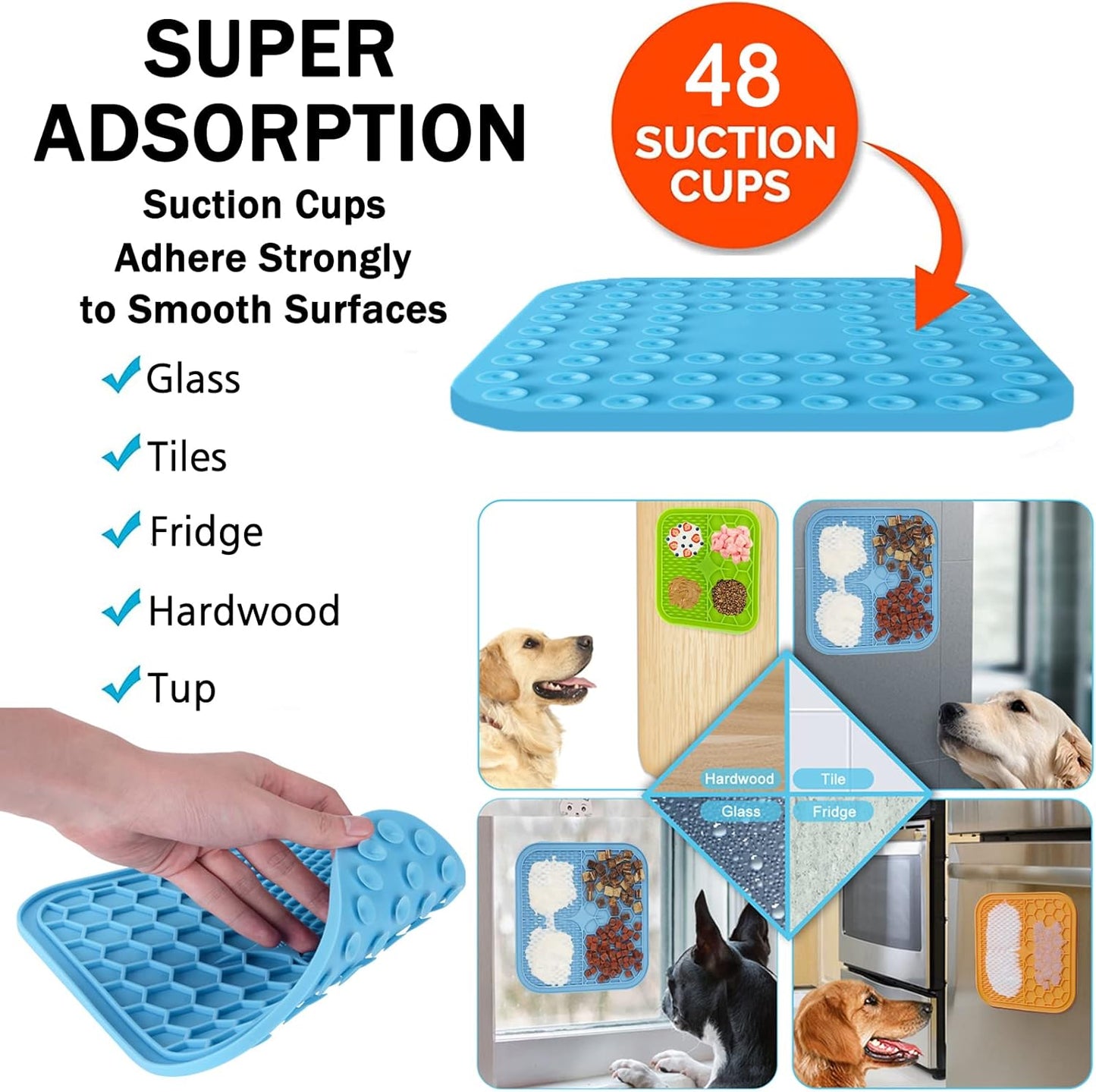 Lick Mat for Dogs, Dog Lick Mat with Suction Cups for Anxiety, Peanut Butter Dog Licking Mat Slow Feeder Dispensing Treater Lick Pad for Dogs Cats Grooming Bathing and Training (Grey)