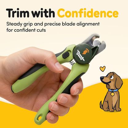LED Dog Nail Clippers with Light, Trimmers with Protective Guard, Quick Sensor, Safety Lock and Nail File - Suitable for Large and Small Dogs & Cats (Yellow, LED)