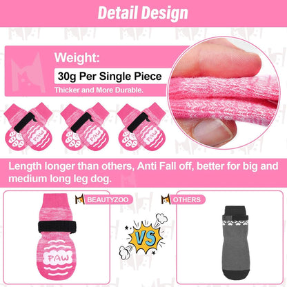BEAUTYZOO Anti-Slip Dog Socks,Dog Shoes for Hot/Cold Pavement,Paw Protectors with Grips 3 Pairs for Puppy Small Medium Large Senior Old Dogs,Dog Socks to Prevent Licking and Hardwood Floor Protection