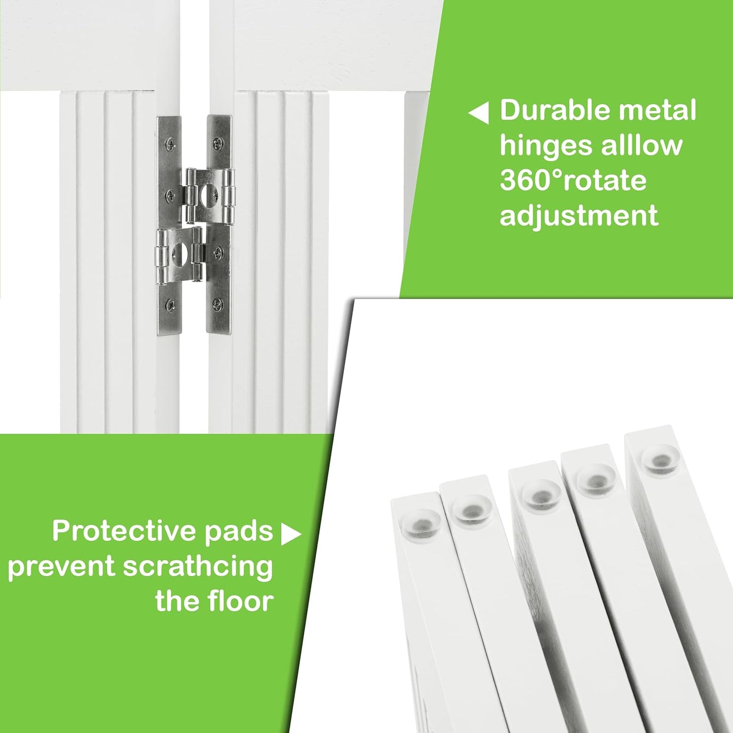 SPIRICH 96" Extra Wide 28" Tall Wooden Freestanding Foldable Dog Gate, Pet Gate Indoor, 4 Panels, White