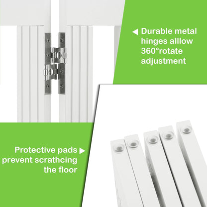SPIRICH 96" Extra Wide 28" Tall Wooden Freestanding Foldable Dog Gate, Pet Gate Indoor, 4 Panels, White