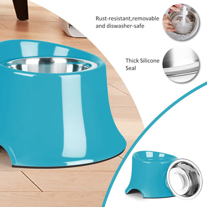 Tilted Elevated Dog Bowls Non-Slip & Non-Spill Pet Feeder with Elevated Detachable Melamine Stand, High Capacity Tilted Dog Bowl for Medium Small Size Dogs M/2 Cup Black