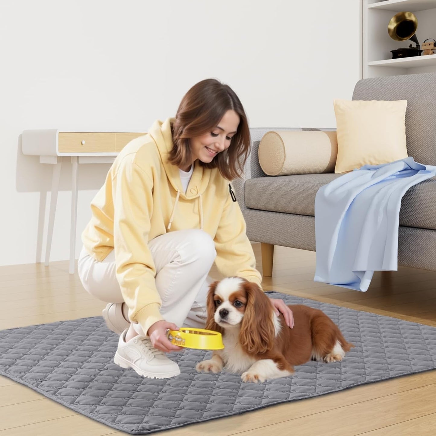 Smiry Waterproof Dog Bed Cover Blanket 30x70, Soft Reversible Pet Blanket, Washable Leakproof Cats Dogs Couch Cover for Sofa, Couch, Furniture, Grey/Dark Grey
