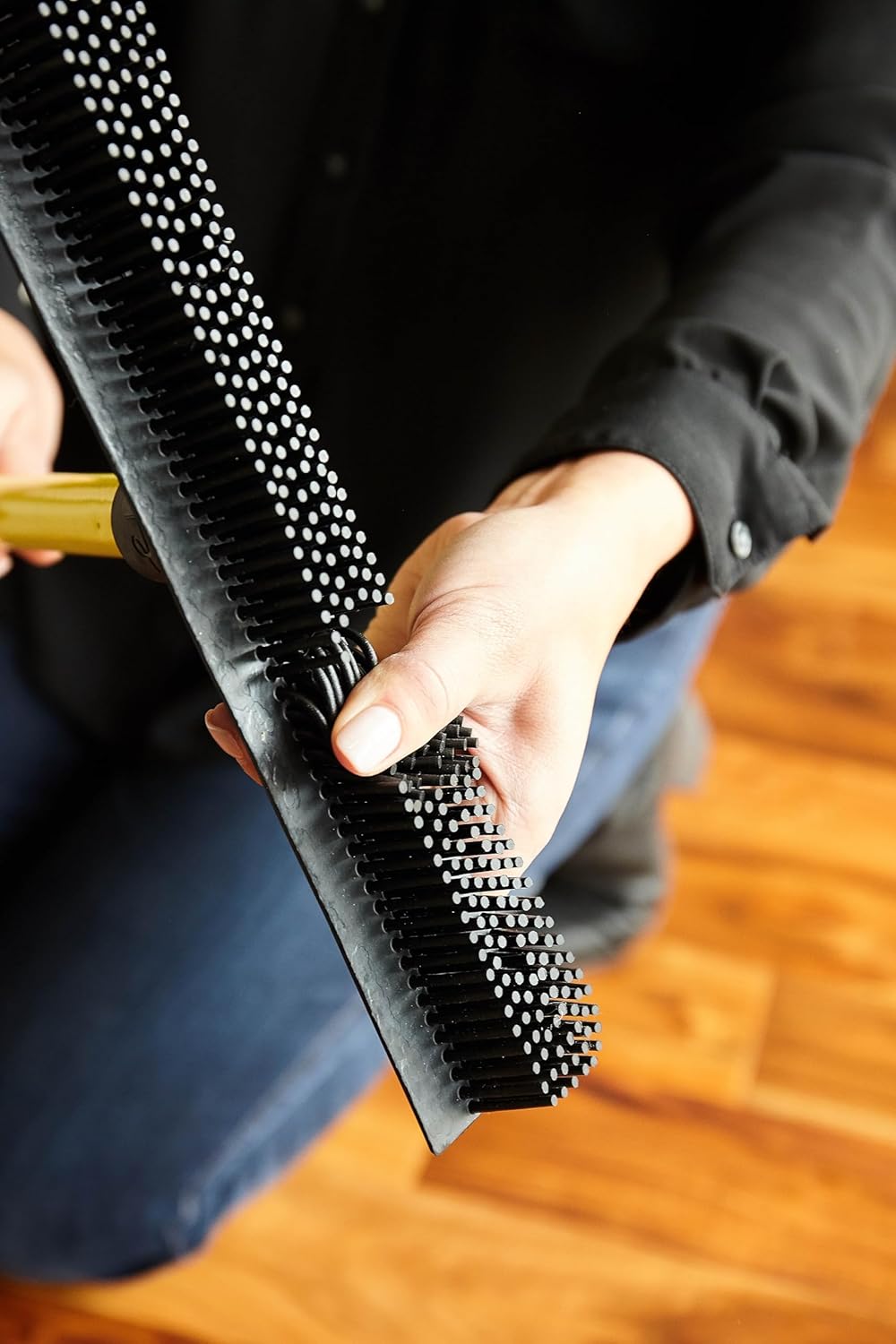 Original Pet Hair Rubber Broom with Squeegee, with 58" Telescopic Handle for Carpet, Tile and Hardwood