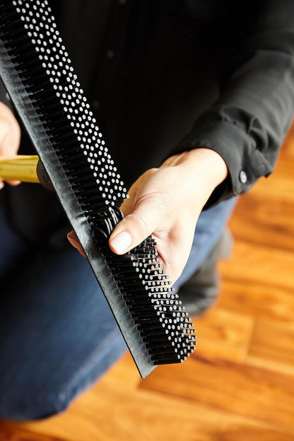 Original Pet Hair Rubber Broom with Squeegee, with 58" Telescopic Handle for Carpet, Tile and Hardwood