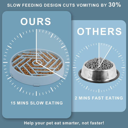 TOBYTO Slow Feeder Dog Bowls Large Medium Breed,Anti-Choking Slow Eating Dog Food Bowl,Non Slip Pet Slower Food Feeding Bowls Large Puzzle Slow Feeder Bloat Stop Maze Dog Dishes,Black