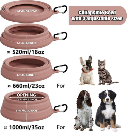 OHMO Spill Proof Collapsible Dog Water Bowl 24oz for Cars, No Splash Portable Bowls for Dog Travel, Dishwasher Safe, Pet Essentials for Road Trips, Cat Travel Accessories