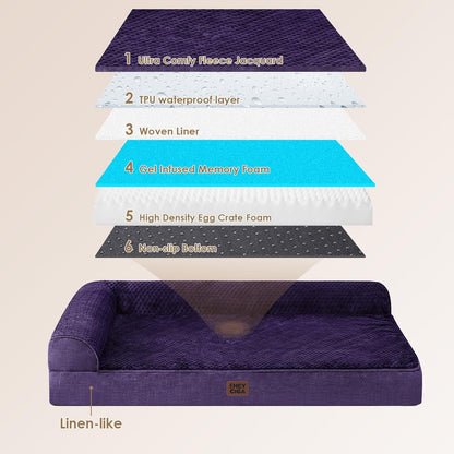 EHEYCIGA Orthopedic Dog Bed Medium Size Dogs, Memory Foam Dog Bed with Washable Removable Cover, Waterproof Pet Sofa Couch for Crate with Nonskid Bottom, 30x20x6, Grey