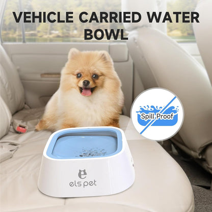 ELS PET Travel Bowl, No Spill, No Drip Slow Water Feeder/Dispenser for Dogs, Cats, 35oz/1L, Splash Proof Travel Bowl for Crate and Car, Keeps Floor & Beard Dry, Dishwasher Safe (Grey)