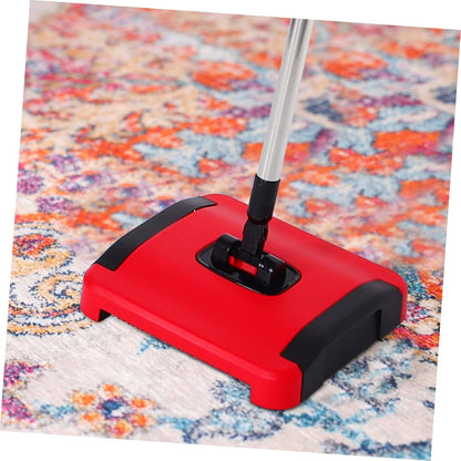 1Set Adjustable Height Manual Carpet Sweeper with Rotating Brush Rolls for Pet Hair and Dust Removal Versatile Push Broom Vacuum Cleaner for Carpets Rugs Hard Floors and Tiles